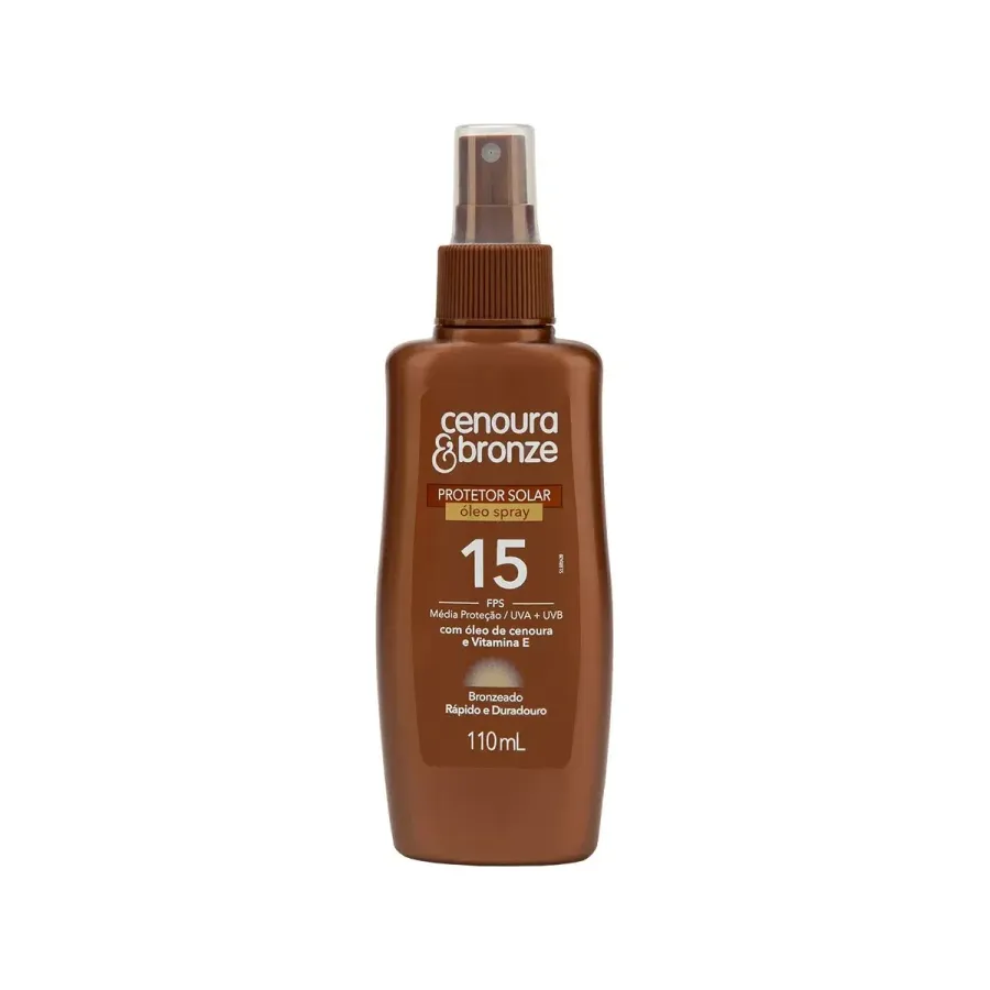 Protetor Solar Óleo Spray Bronzeador Cenoura & Bronze FPS15 110ml