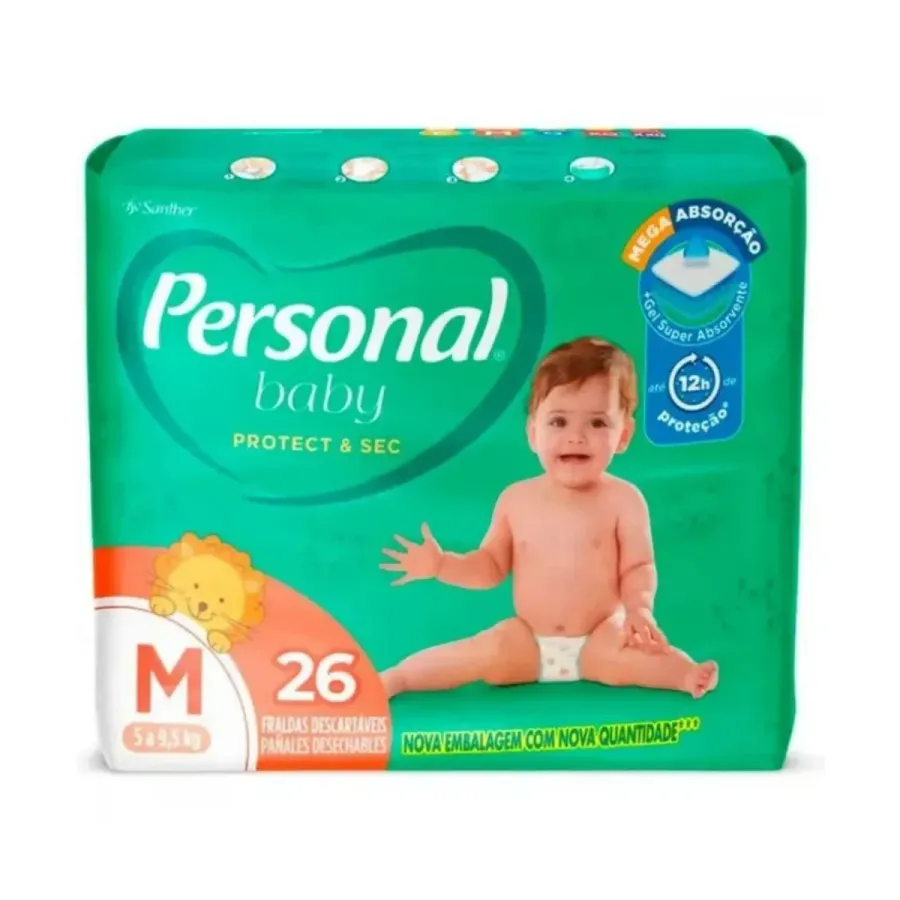Personal Fralda Baby Protect & Sec M Jumbo 26 Unidades