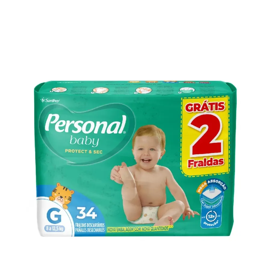 Fralda Personal Baby Protect & Sec G 34 Unidades