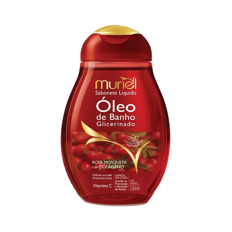 Sabonete Líquido Muriel Óleo de Banho Glicerinado Rosa Mosqueta com Colágeno 230ml