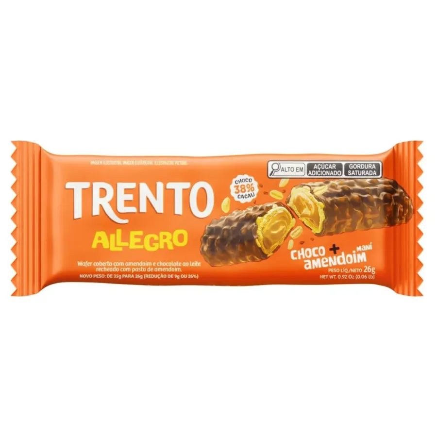 Chocolate Wafer Trento Allegro Amendoim
