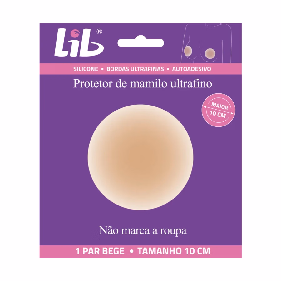 Protetor de Mamilo Ultrafino Lib Tamanho 10cm Bege 1 Par