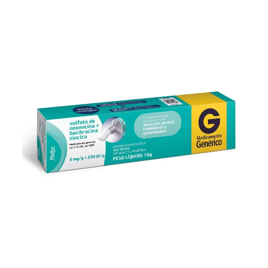 Sulfato Neomicina 5mg/G + Bacitracina 250ui/G Pomada 15g Medley Genérico