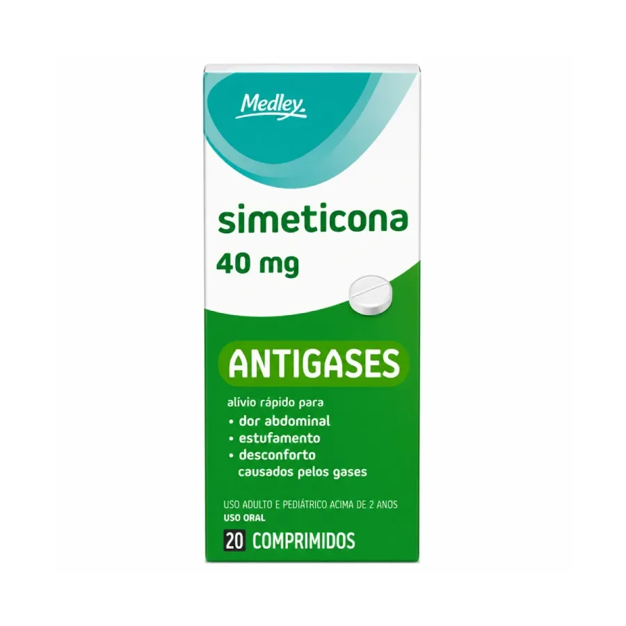 Antigases Simeticona 40mg Genérico Medley 20 Comprimidos