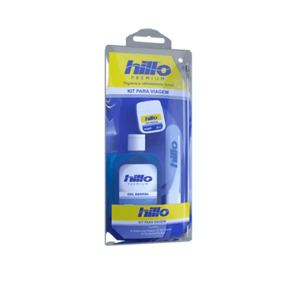 Kit Viagem Hillo Escova Dental + Gel Dental + Fio Dental