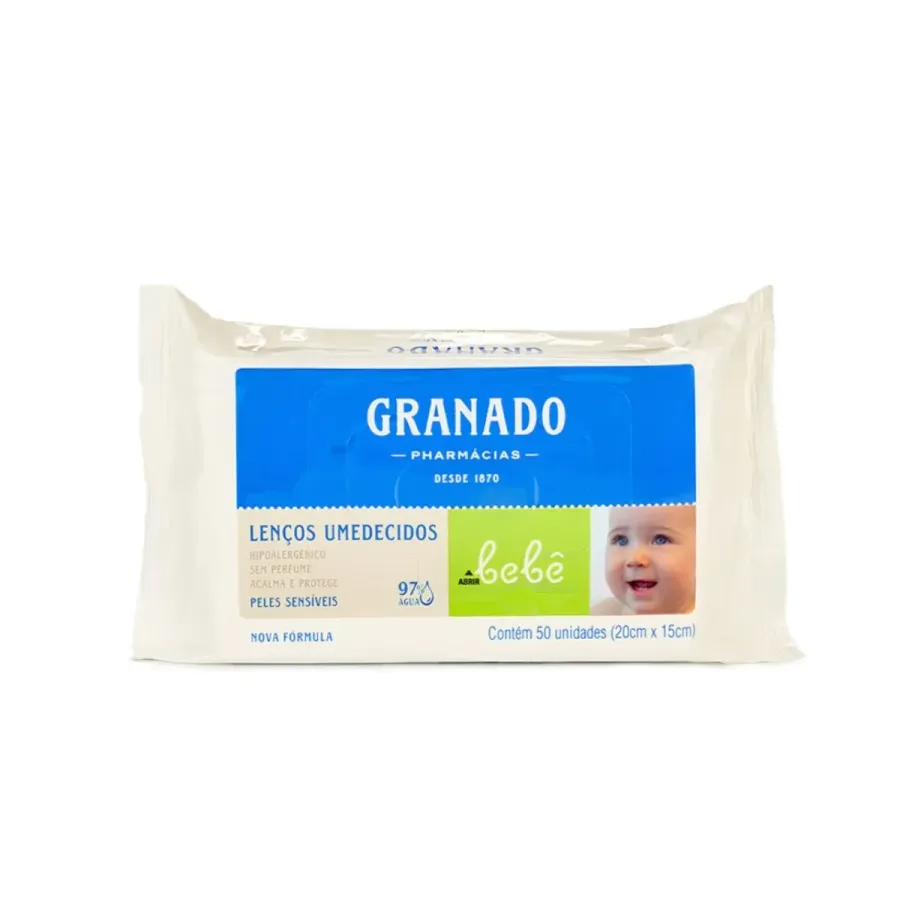 Lenço Umedecido Granado Bebê Peles Sensíveis 50 Unidades
