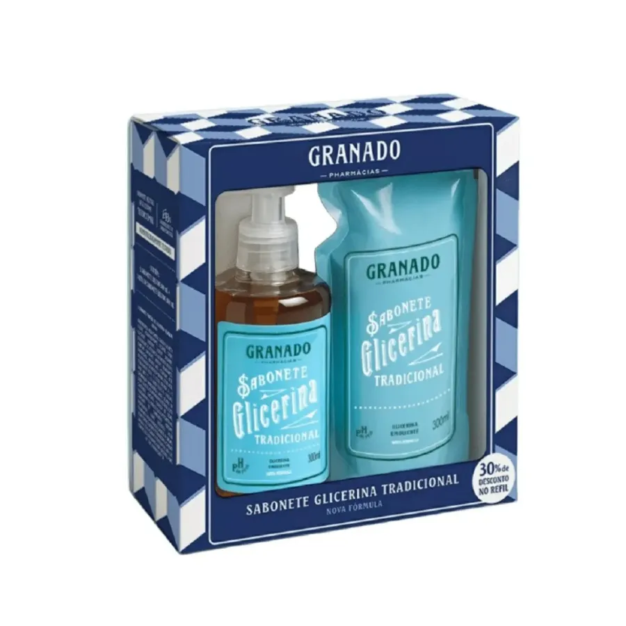 Kit Granado Sabonete Glicerina Tradicional 300ml + Refil 300ml
