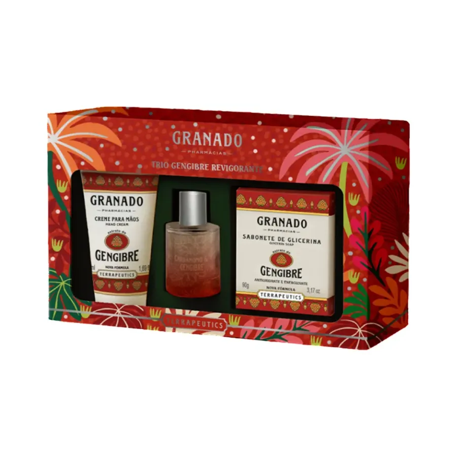 Trio Granado Terrapeutics Gengibre Revigorante Creme para Mãos 50ml + Colônia 30ml + Sabonete de Glicerina 90g