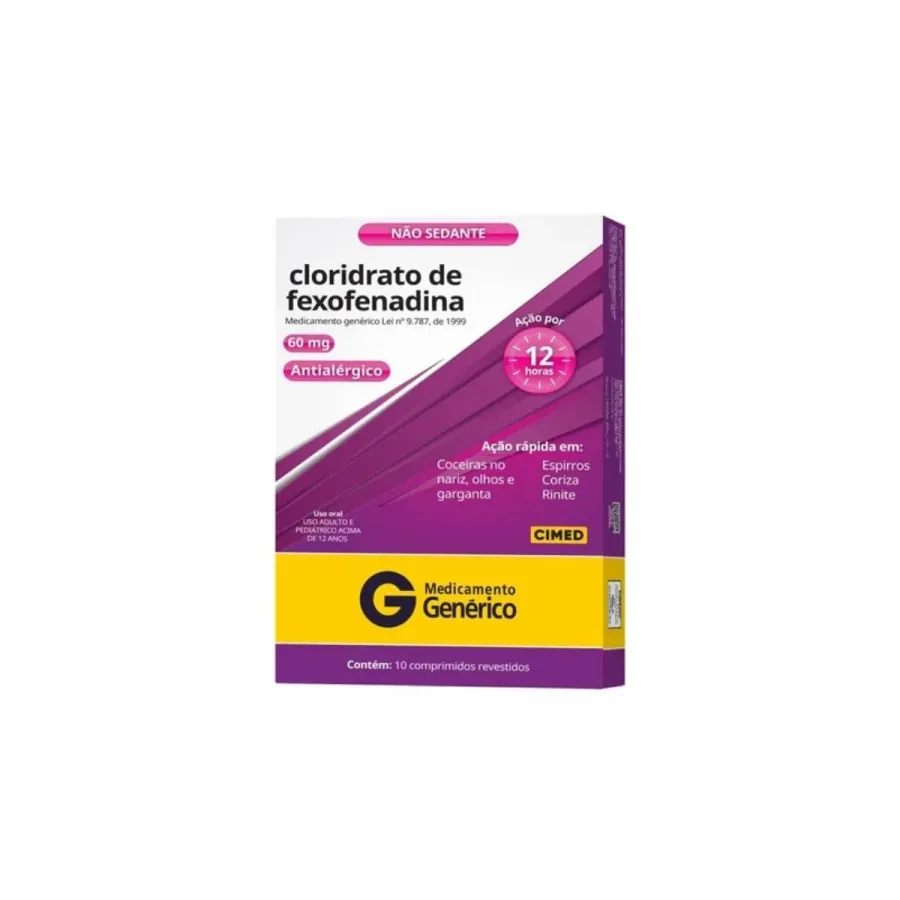 Cloridrato de Fexofenadina 60mg Genérico Cimed 10 Comprimidos