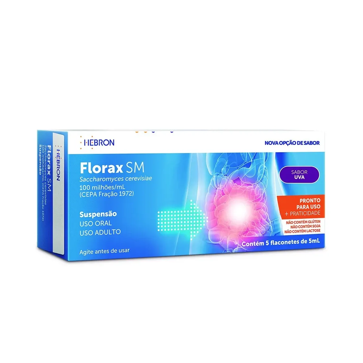 Probiótico Florax Sm Adulto Sabor UVA 5 Flaconetes