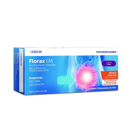 Probiótico Florax Sm Adulto Sabor UVA 5 Flaconetes