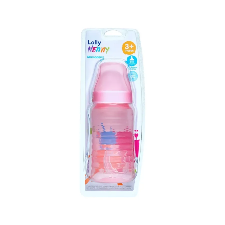 Mamadeira Lolly Big Clean Ort Sil 340ml Rosa