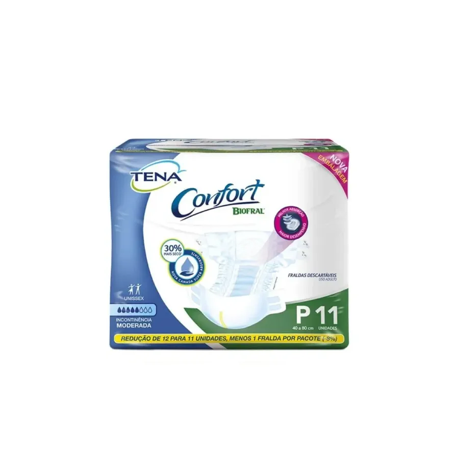 Fralda Geriátrica Tena Confort Biofral Unissex P 11 Unidades