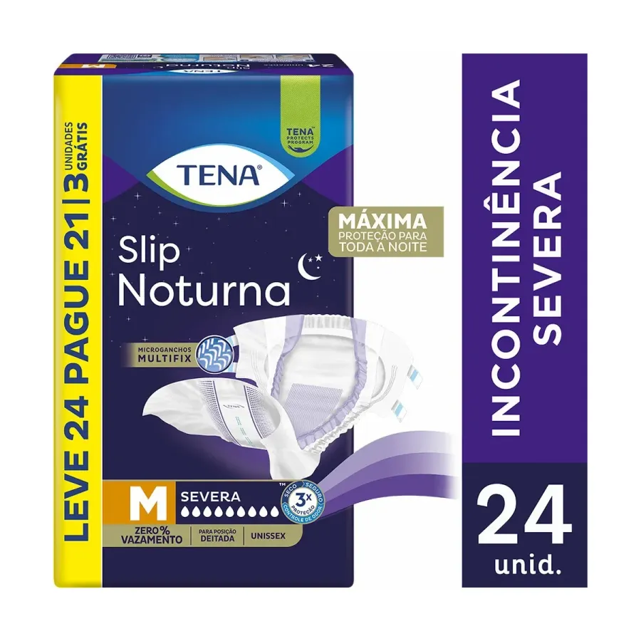 Fralda Geriátrica Tena Slip Noturna Tamanho M 24 Unidades