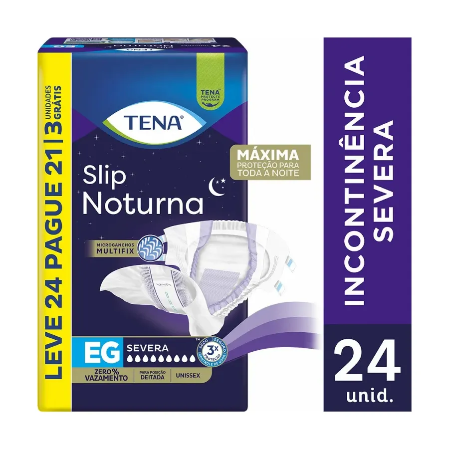Fralda Geriátrica Tena Slip Noturna Tamanho Eg 24 Unidades