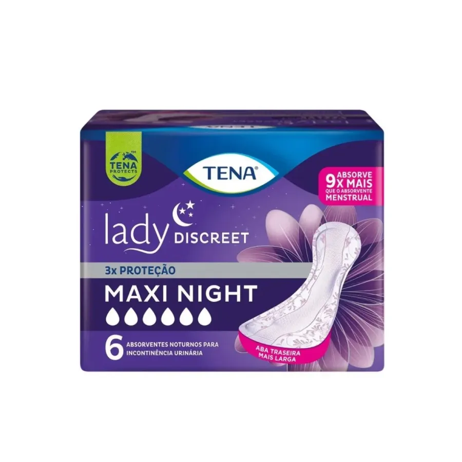 Absorvente para Incontinência Urinária Tena Lady Discreet Maxi Night 6 Unidades