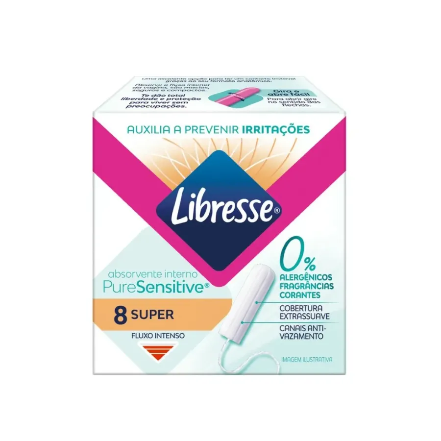 Absorvente Interno Libresse Pure Sensitive Super Extra Suave 8 Unidades