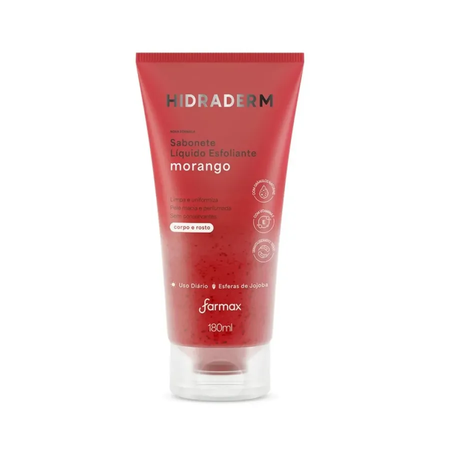 Sabonete Liquido Esfoliante Morango Hidraderm 180ml