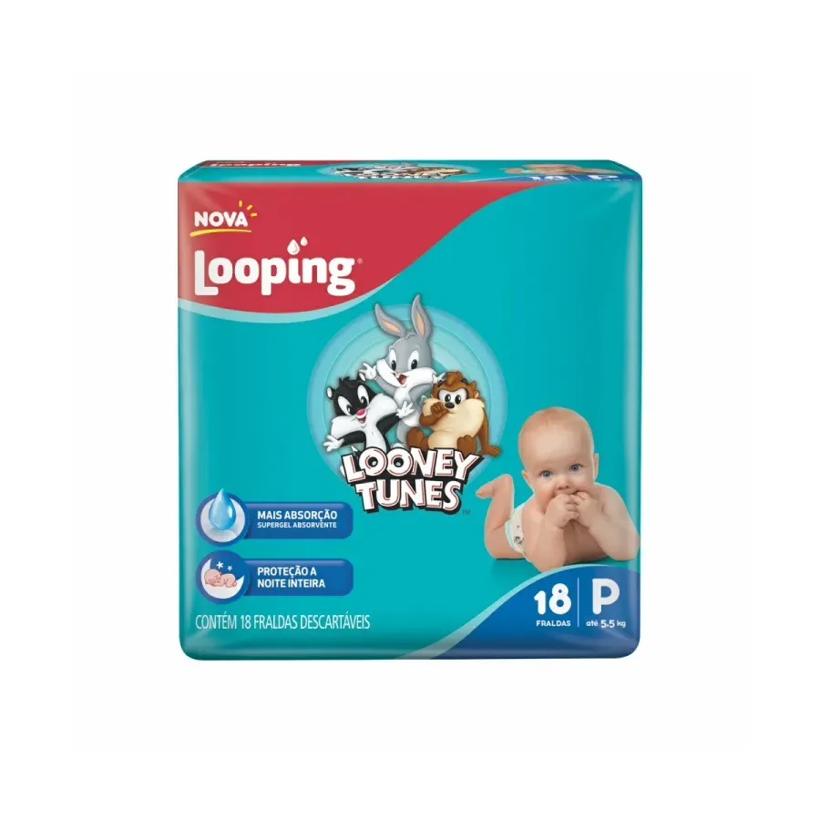 Fralda Looping Looney Tunes P 18 Unidades