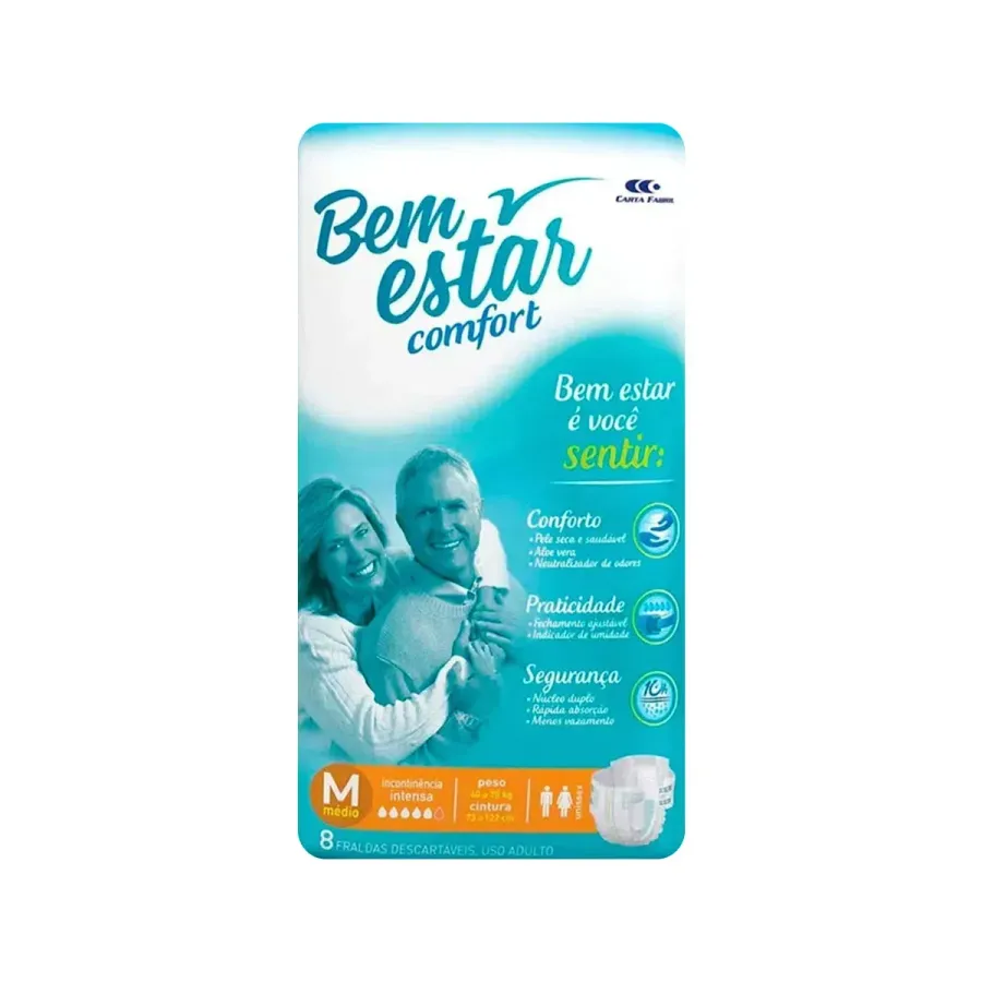 Fralda Adulta Bem Estar Comfort M 8 Unidades