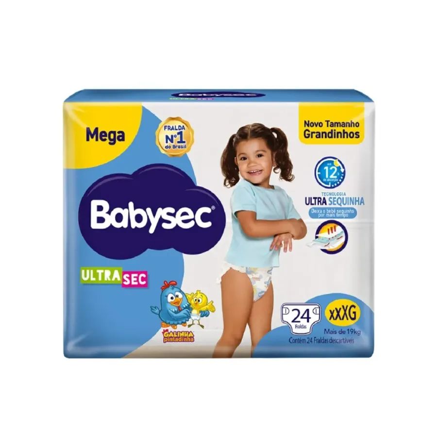 Fralda Babysec Galinha Pintadinha Ultra Sec Mega Xxxg 24 Unidades