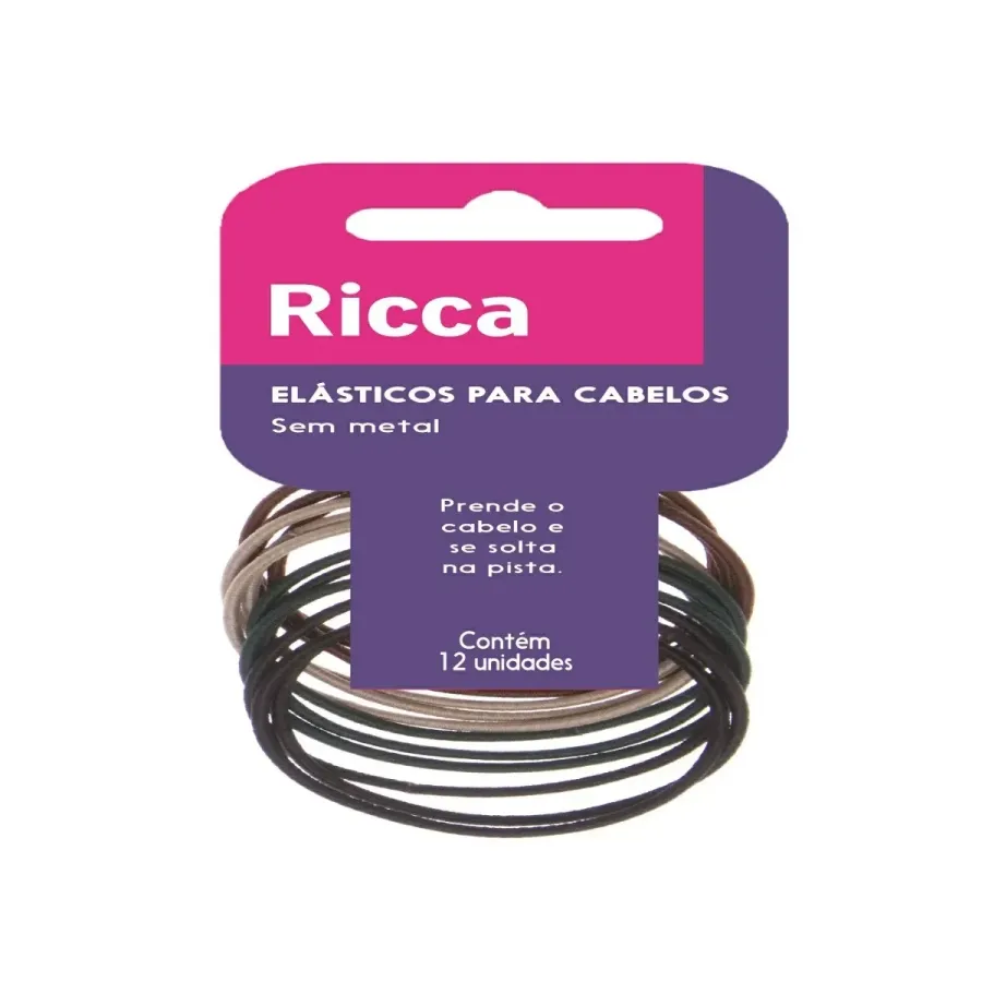 Elásticos para Cabelos Ricca Sem Metal 2mm 12 Unidades