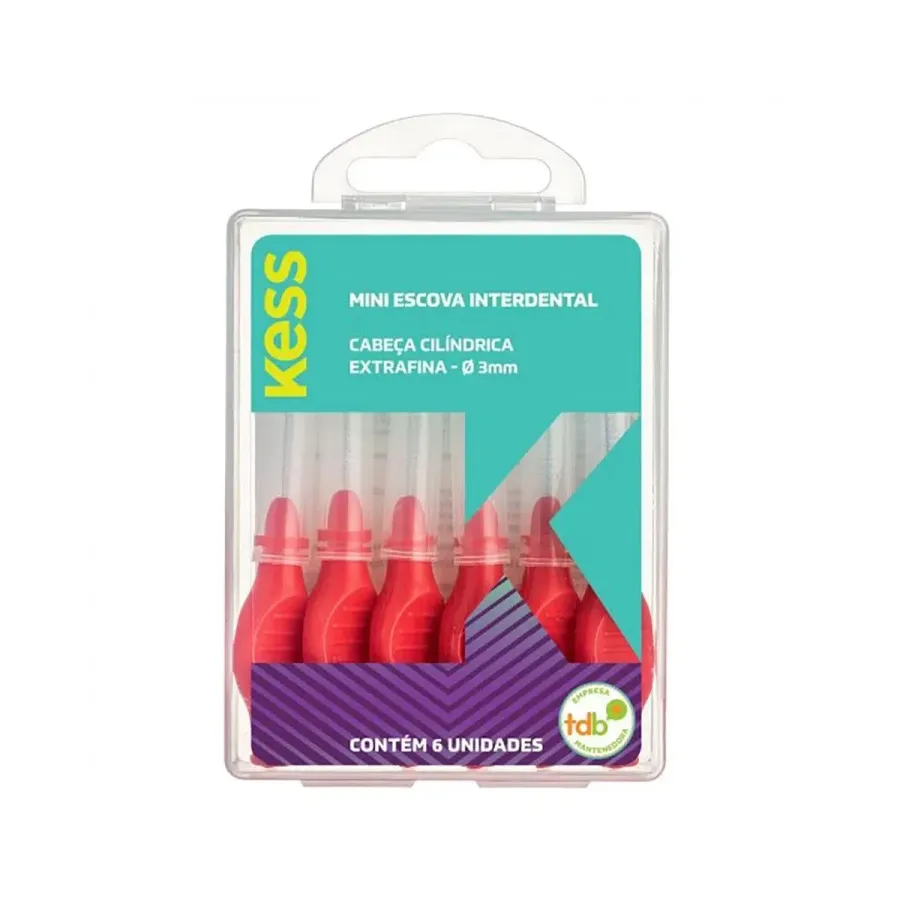 Mini Escova Interdental Kess Cilíndrica Extrafina 6 Unidades
