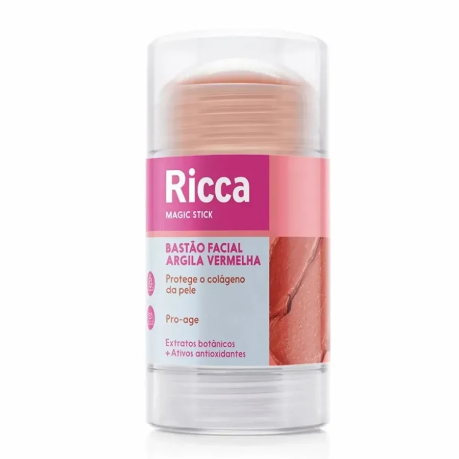Bastão Facial Ricca Magic Stick Argila Vermelha 78g