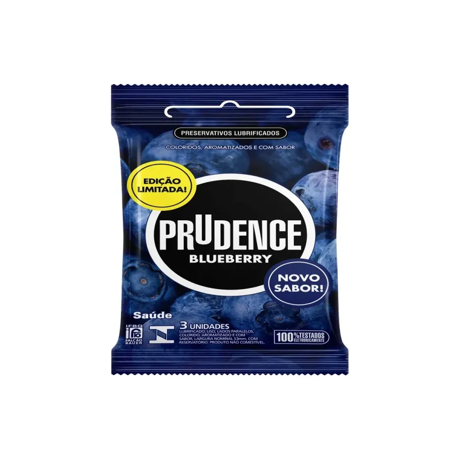 Preservativo Lubrificado Prudence Blueberry 3 Unidades