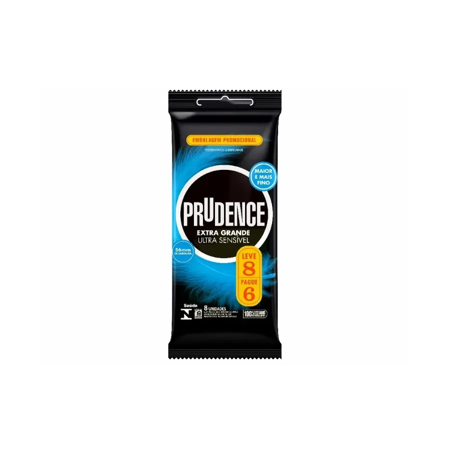 Preservativo Prudence Extra Grande Ultra Sensível 8 Unidades