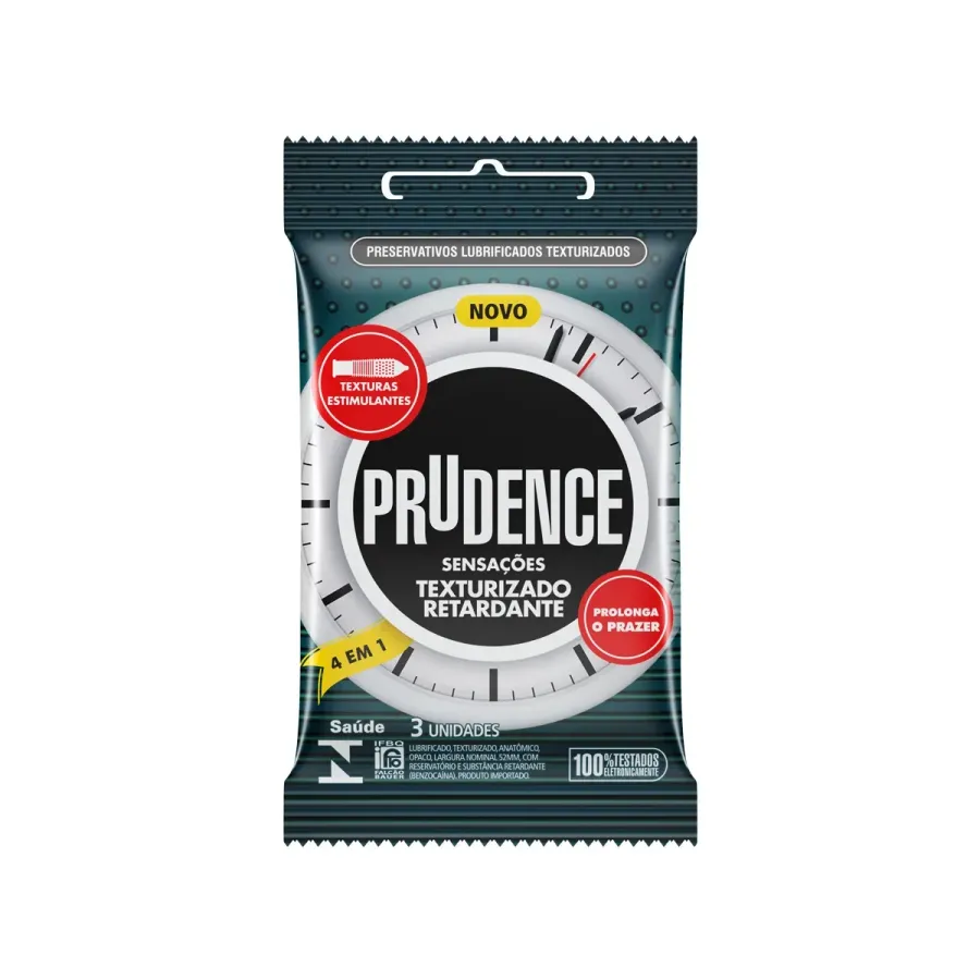 Preservativo Prudence Sensações Texturizado Retardante 3 Unidades