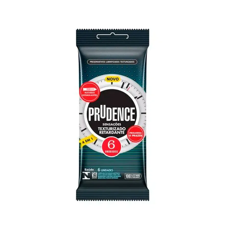 Preservativo Prudence Sensações Texturizado Retardante 6 Unidades