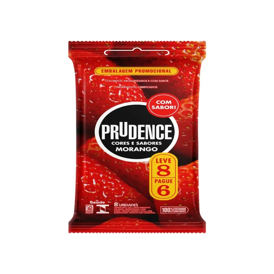 Preservativo Camisinha Prudence Lubrificado Morango 8 Unidades