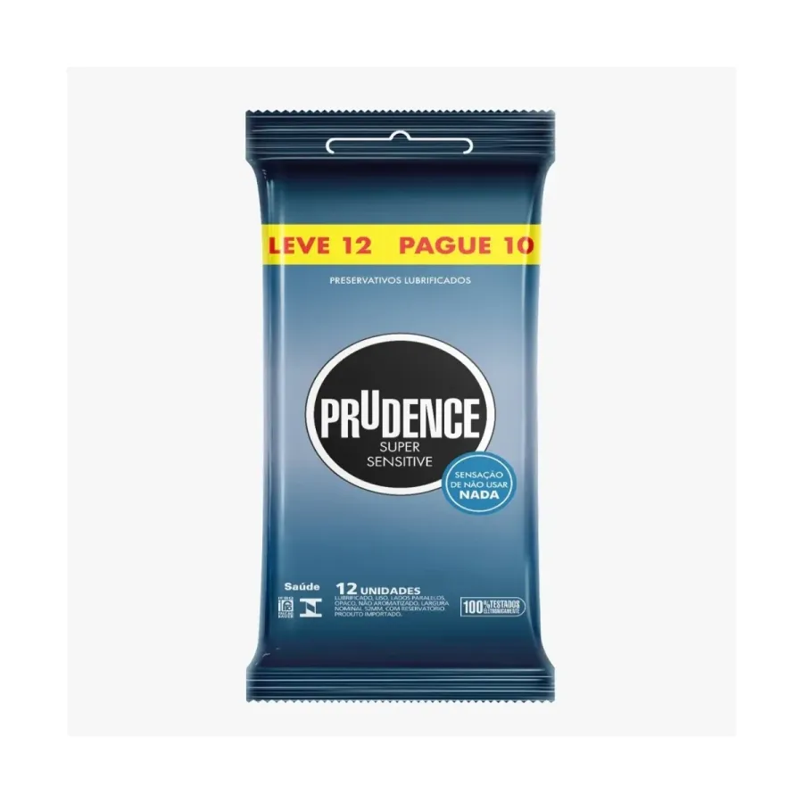 Preservativo Camisinha Masculino Prudence Super Sensitive 12 Unidades