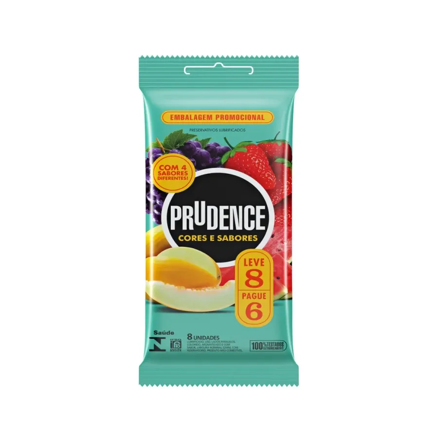 Preservativo Prudence Cores e Sabores 8 Unidades