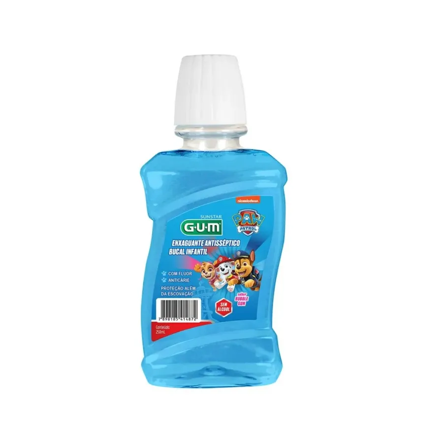 Enxaguante Bucal Infantil Gum Antisséptico Zero Álcool Sabor Bubble Gum 250ml