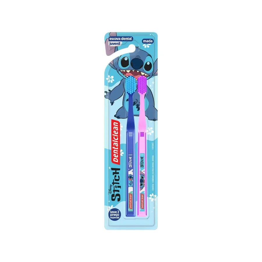Escova de Dente Juvenil Dentalclean Stitch Macia 2 Unidades