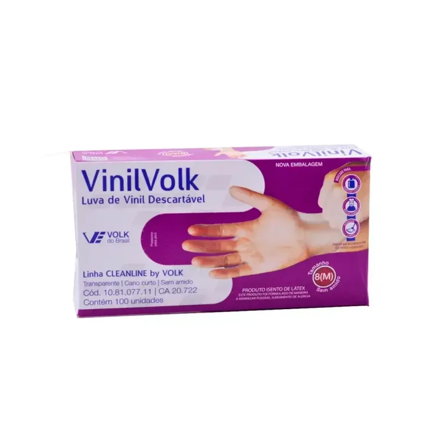 LUVAS VINIL VOLK M 100UN S/AMIDO