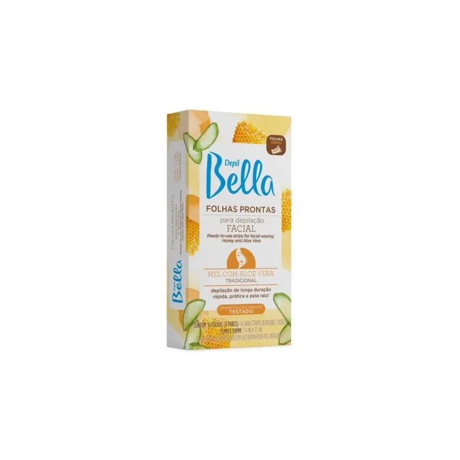 Depil Bella Folhas Depilação Facial Mel com Aloe Vera 16 Unidades