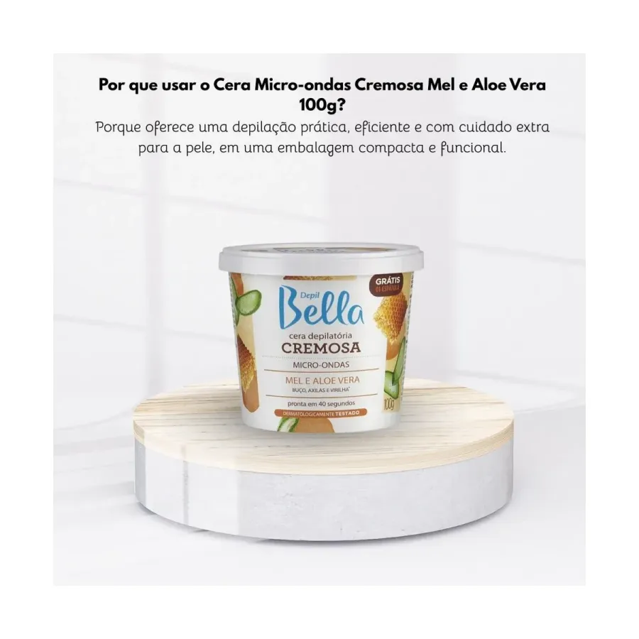 Cera Depilatória Depil Bella Microondas Mel e Aloe Vera 100g