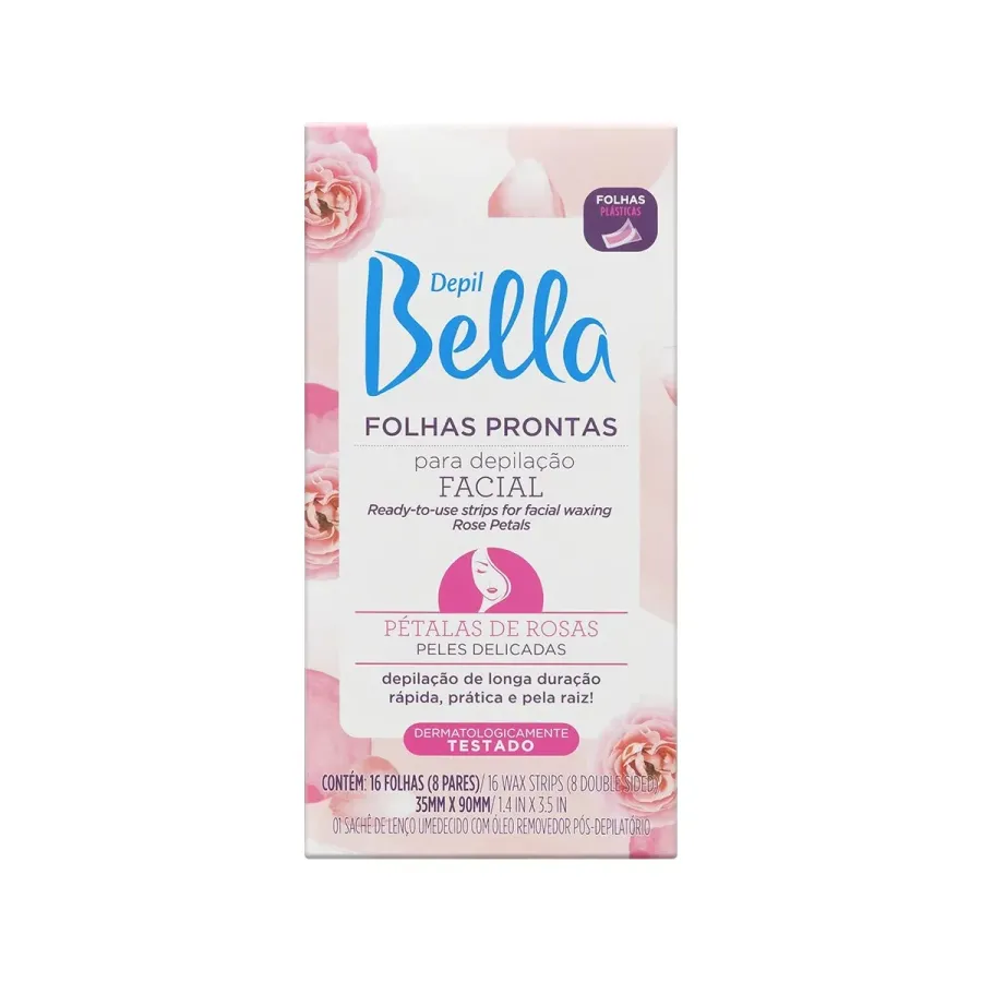 Folhas para Depilação Facial Depil Bella Pétalas de Rosas 16 Folhas 16 Unidades