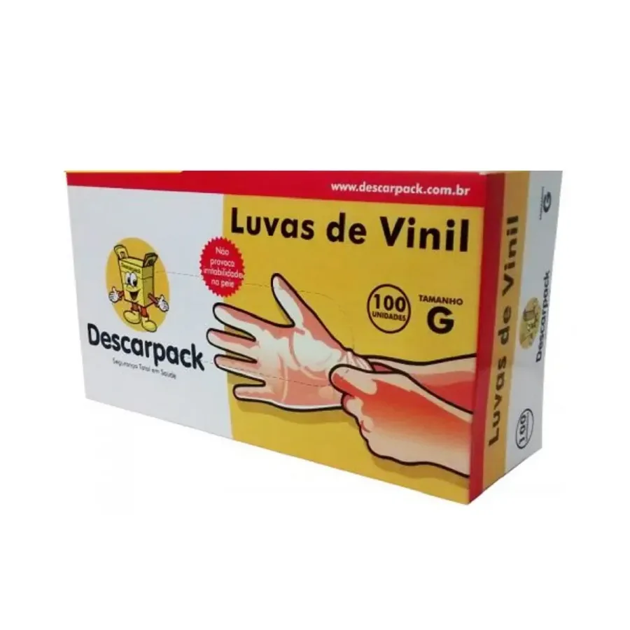 Luvas de Vinil Descarpack G com Talco 100 Unidades