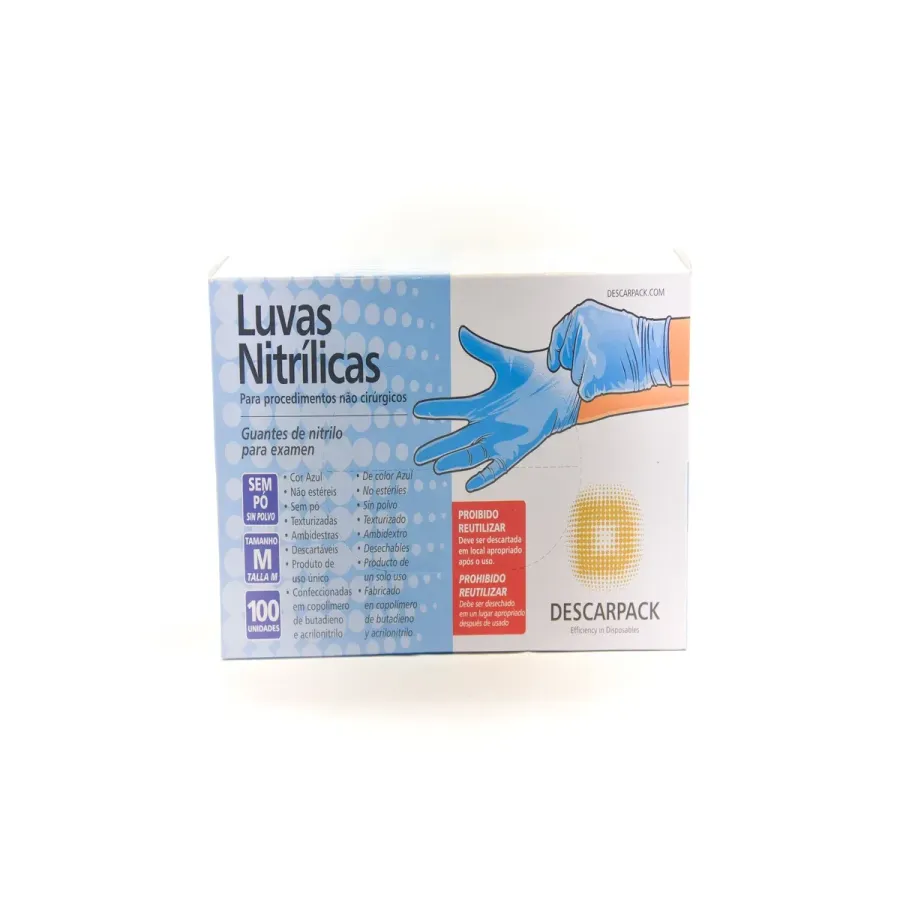 Luva Descarpack Nitrilica M 100 Unidades