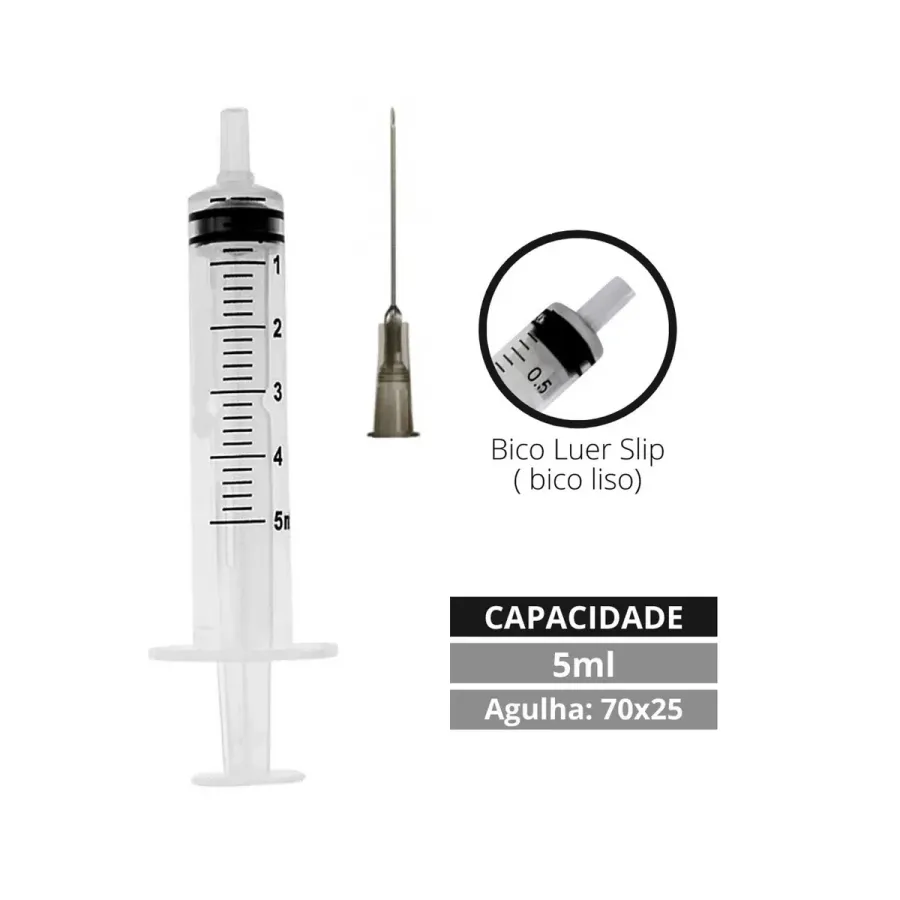 Seringa Descarpack 5ml com Agulha 25x7