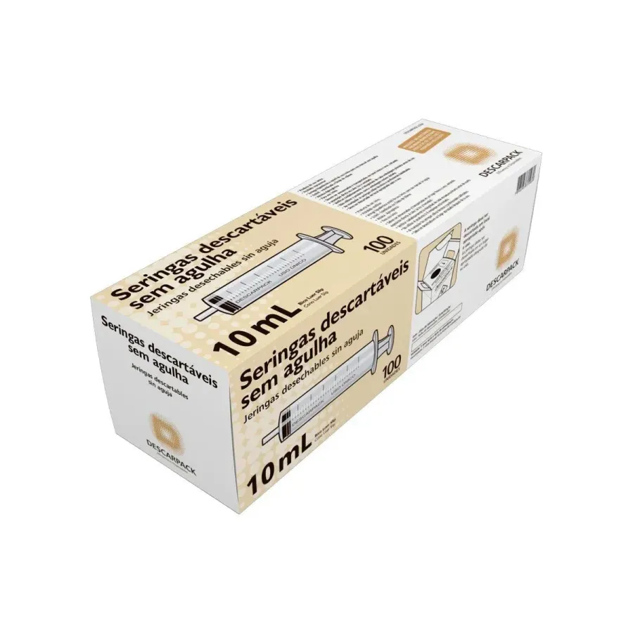 Seringa Hipodérmica Luer Slip Sem Agulha Descarpack 10ml