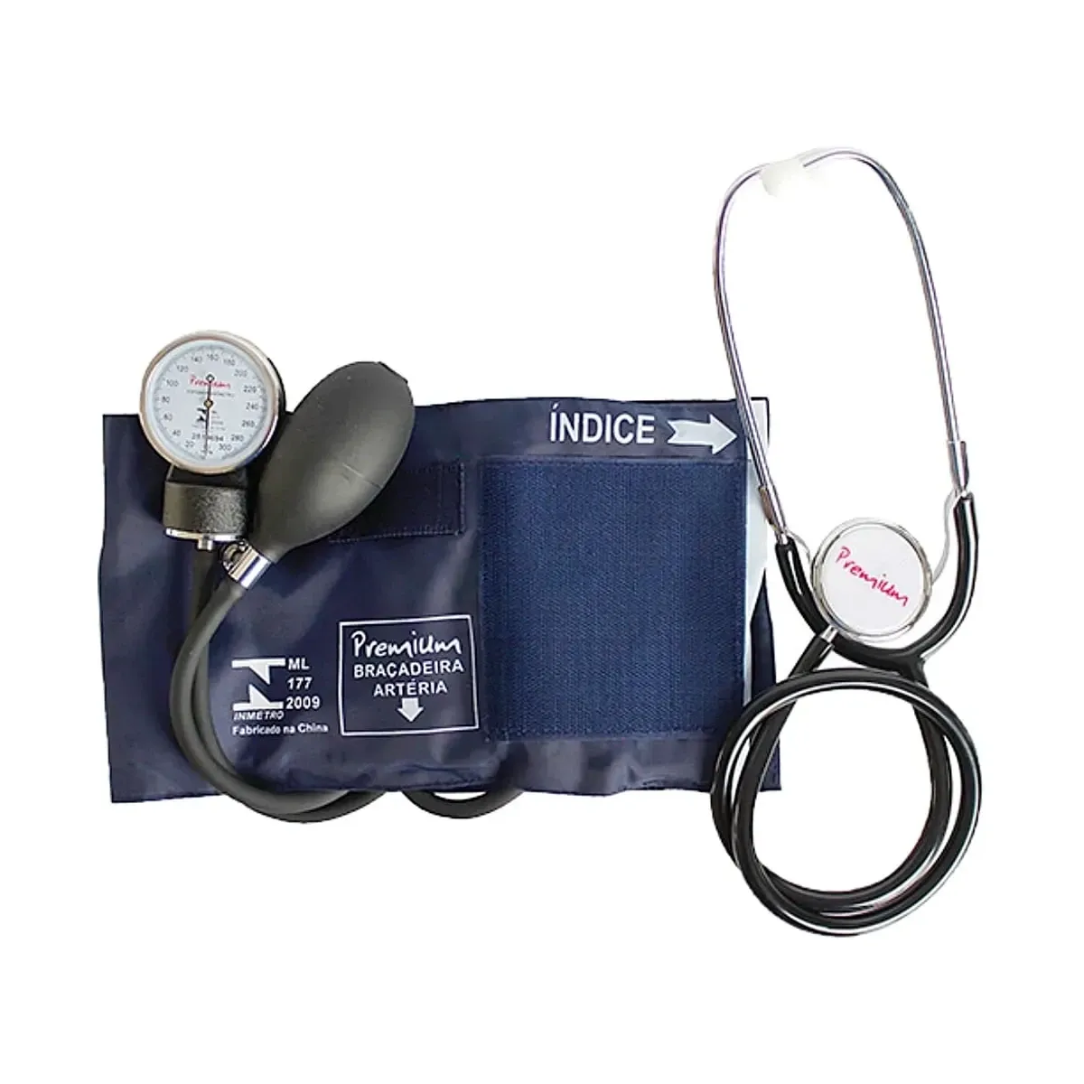 Kit Esfigmomanômetro com Estetoscópio Premium Preto