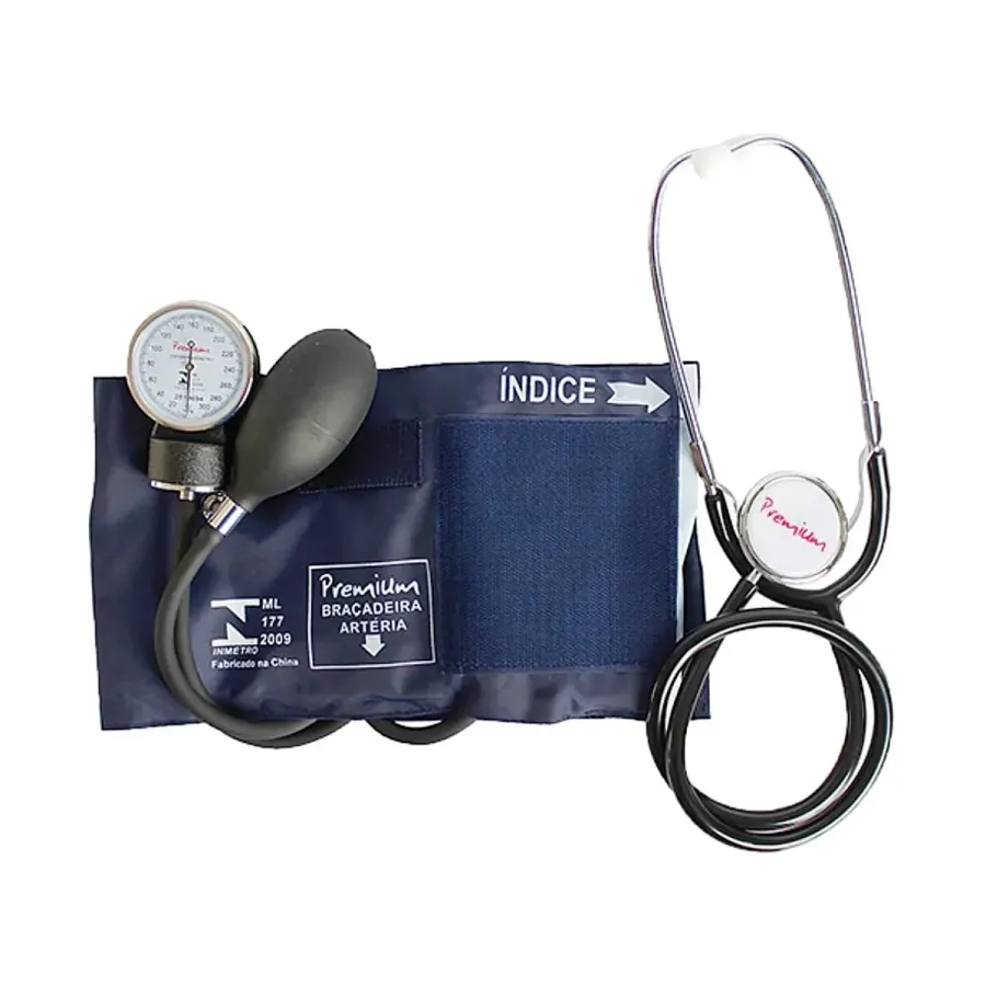 Kit Esfigmomanômetro com Estetoscópio Premium Preto