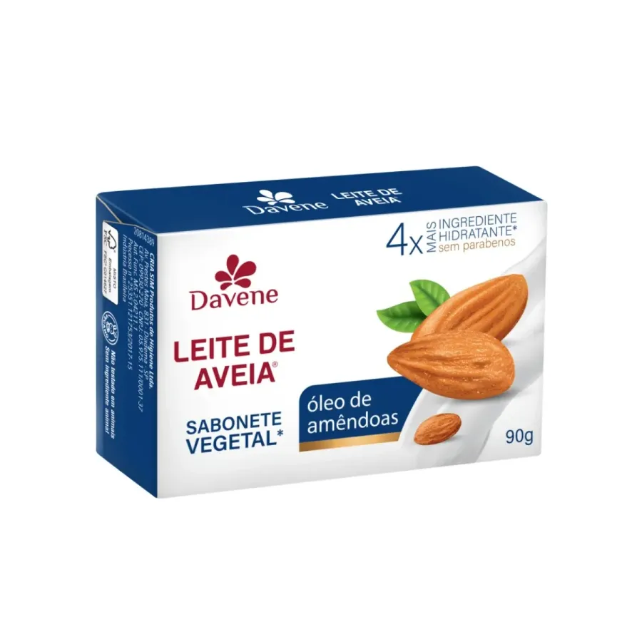 Sabonete Leite de Aveia Hidratante Óleo de Amêndoas Davene 90g