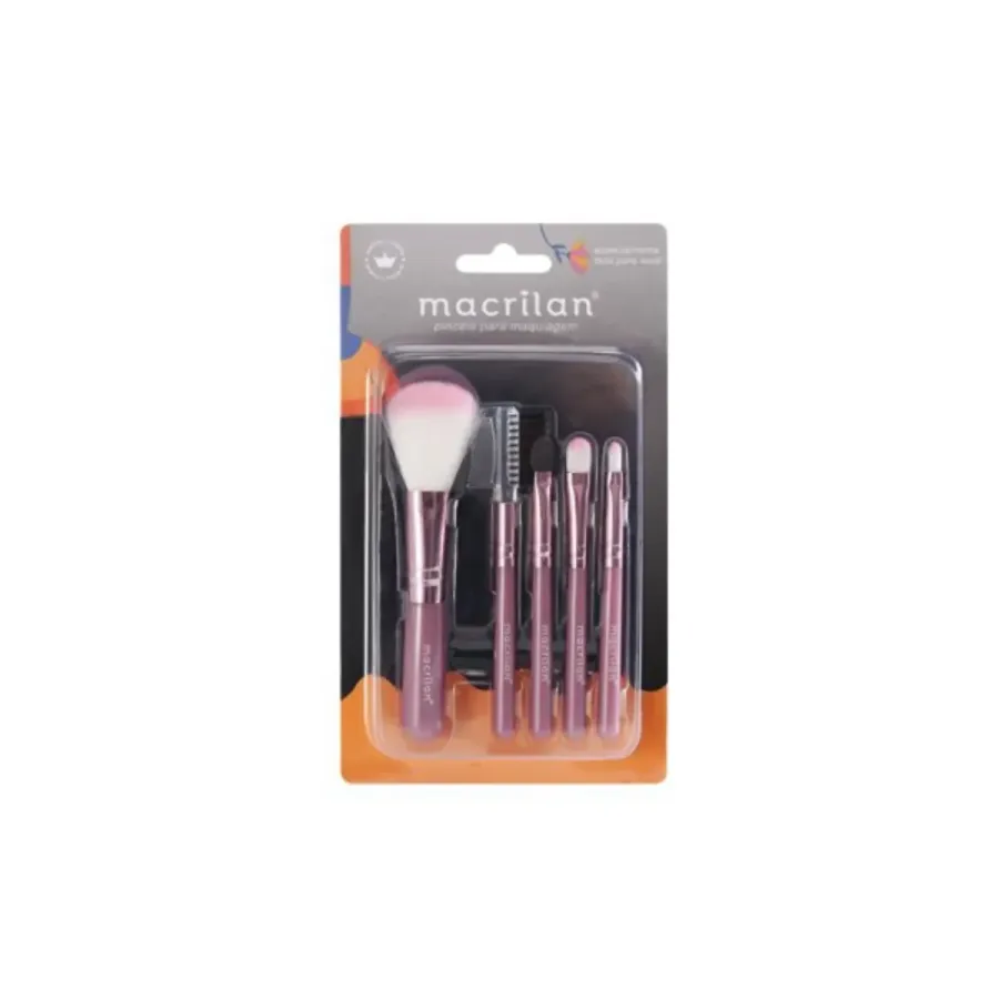 Kit de Pincéis para Maquiagem Rosto Macrilan Kp5-18 5 Pincéis