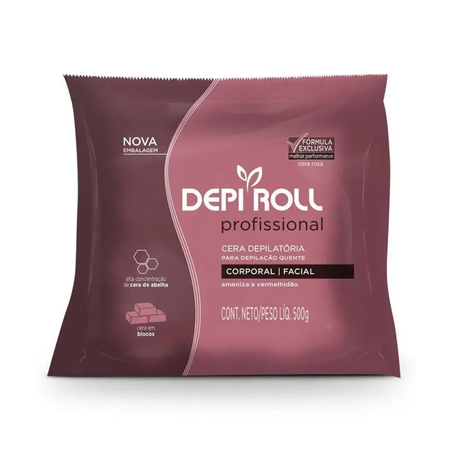 Depi-Roll Cera Quente 500g Rosa Bloco